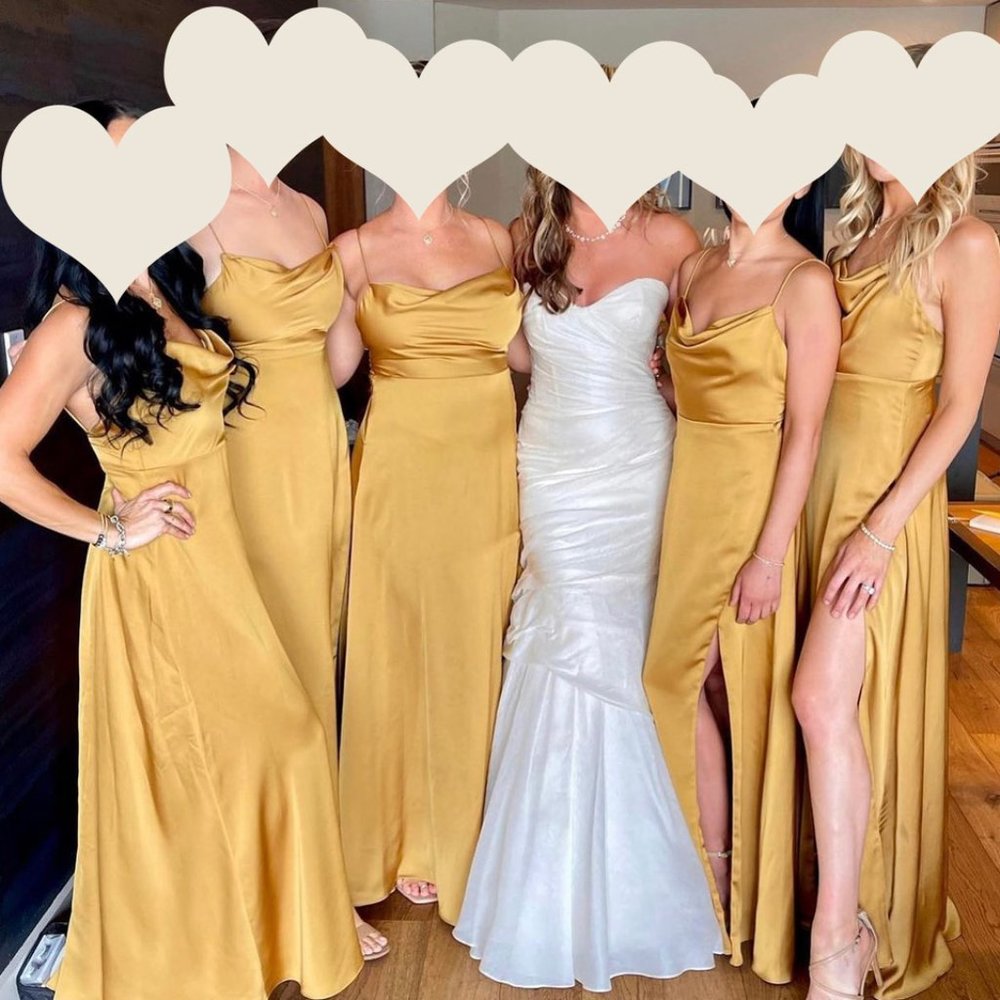 Fame & Partners Rosabel Slip Dress in Mustard